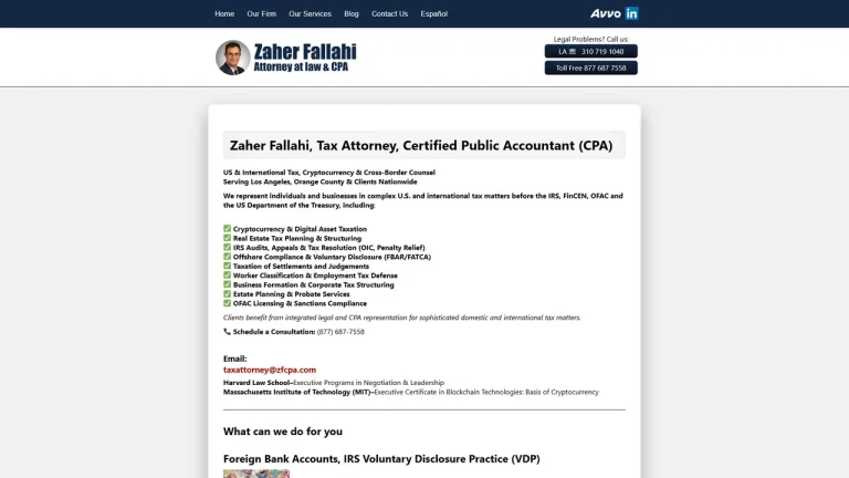 Law & CPA Offices Of Zaher Fallahi - Los Angeles, CA - Attorney in Los Angeles