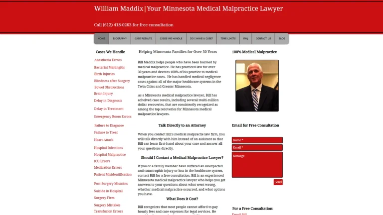 William Maddix, Your Minnesota Medical Malpractice Lawyer - Minneapolis, MN - Attorney in Minneapolis