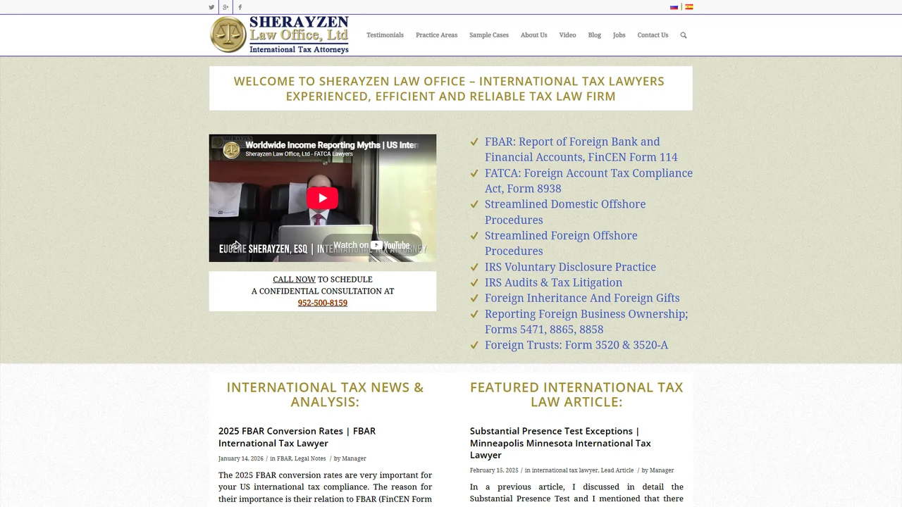Sherayzen Law Office: FBAR and International Tax Lawyer - Minneapolis, MN office in Minneapolis, Minnesota