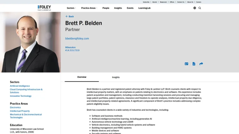 Brett P. Belden - Foley & Lardner LLP - Milwaukee, WI - Attorney in Milwaukee