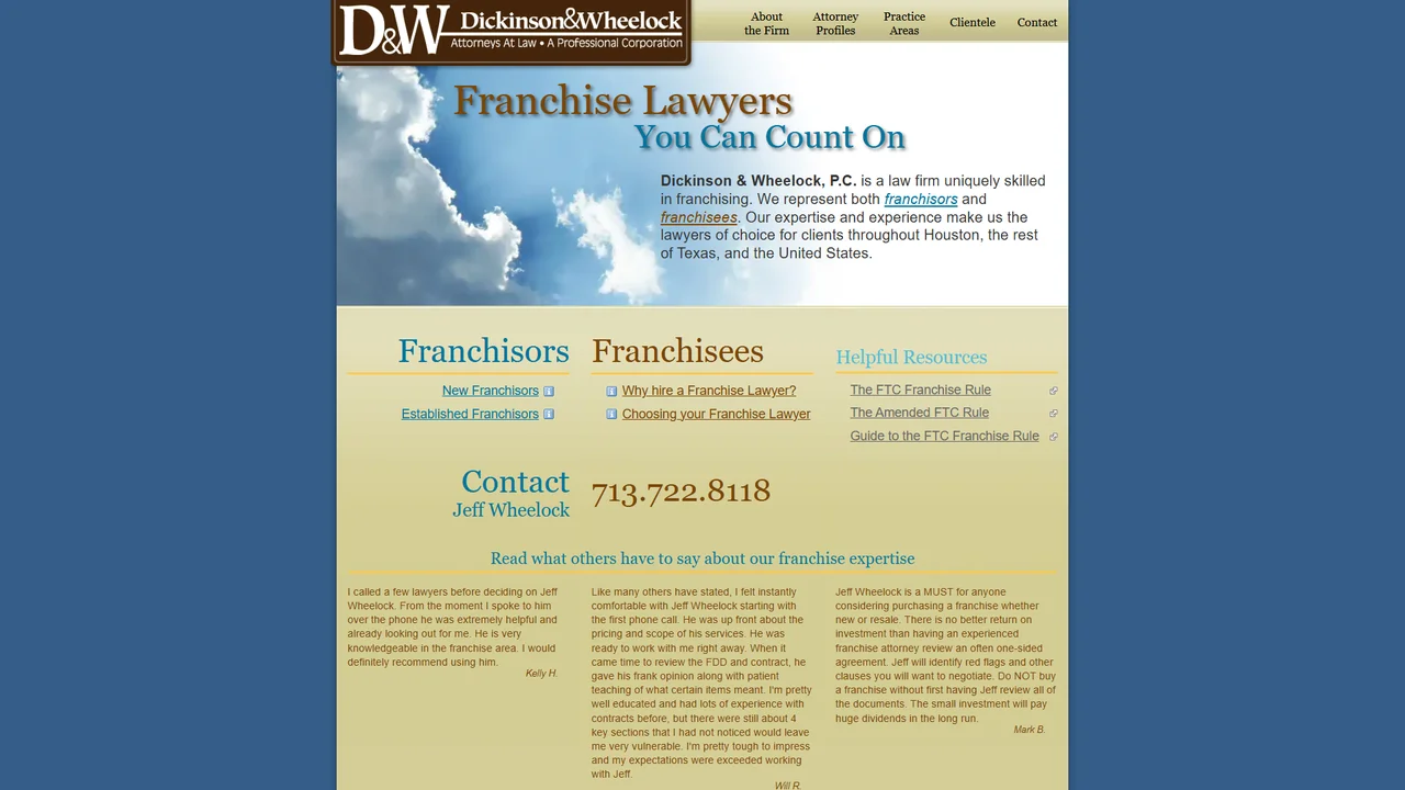 Dickinson & Wheelock, P.C. - Franchise Attorneys - Houston, TX office in Houston, Texas