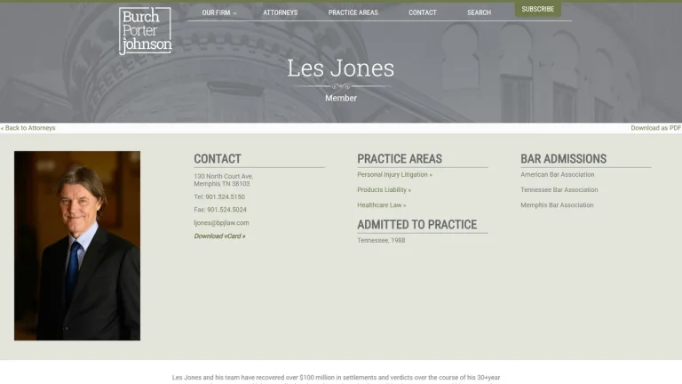 Les Jones - Burch, Porter & Johnson - Memphis, TN - Attorney in Memphis