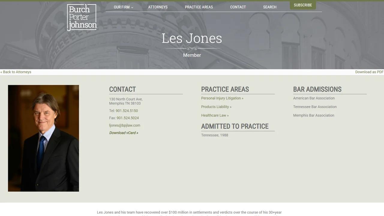 Les Jones - Burch, Porter & Johnson - Memphis, TN office in Memphis, Tennessee
