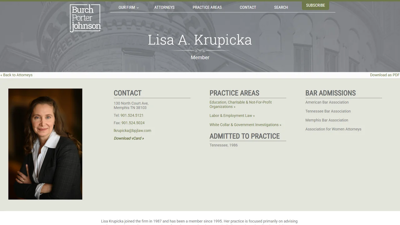 Lisa A. Krupicka - Memphis, TN office in Memphis, Tennessee