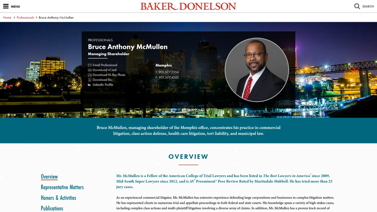 Bruce Anthony McMullen - Baker Donelson - Memphis, TN office in Memphis, Tennessee