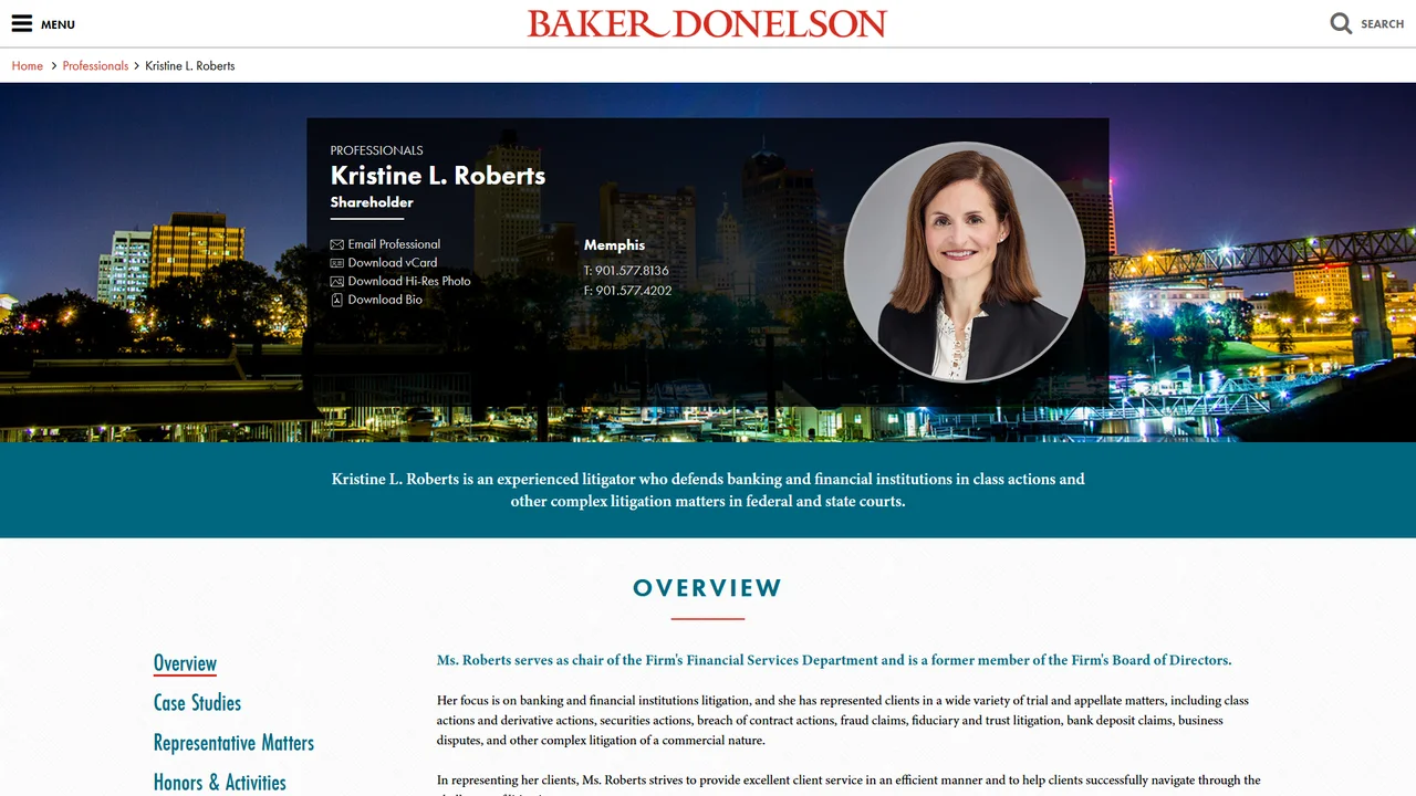 Kristine L. Roberts - Baker Donelson - Memphis, TN office in Memphis, Tennessee