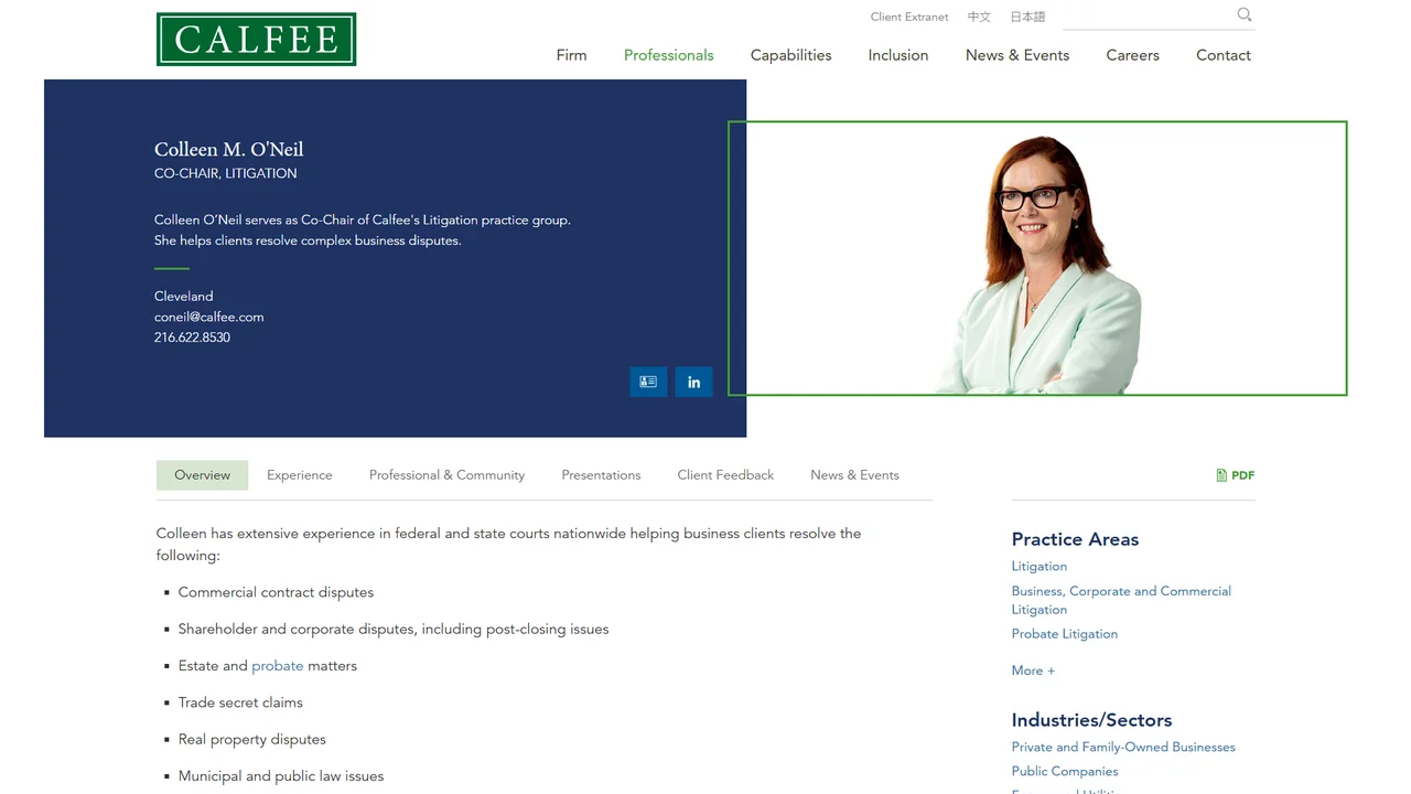 Colleen M. O'Neil (Calfee, Halter & Griswold LLP) - Cleveland, OH office in Cleveland, Ohio