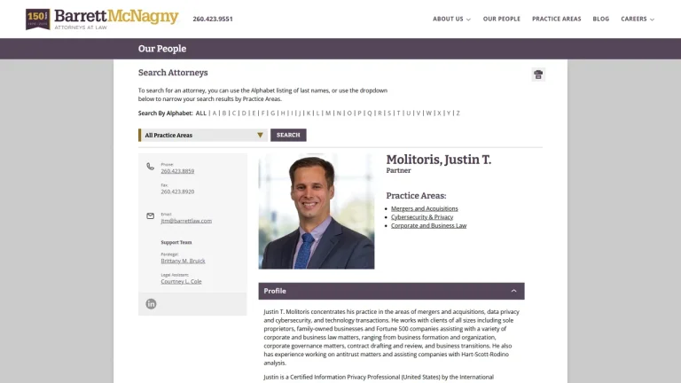 Barrett McNagny LLP: Justin T. Molitoris - Fort Wayne, IN - Attorney in Fort Wayne