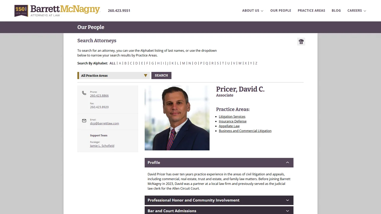 David C. Pricer (Barrett McNagny LLP) - Fort Wayne, IN office in Fort Wayne, Indiana