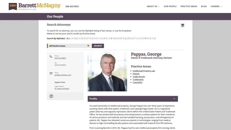 George Pappas, Patent Attorney - Fort Wayne, IN - Attorney in Fort Wayne