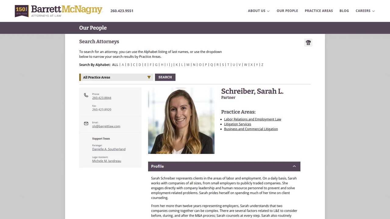 Sarah L. Schreiber - Barrett McNagny LLP - Fort Wayne, IN office in Fort Wayne, Indiana