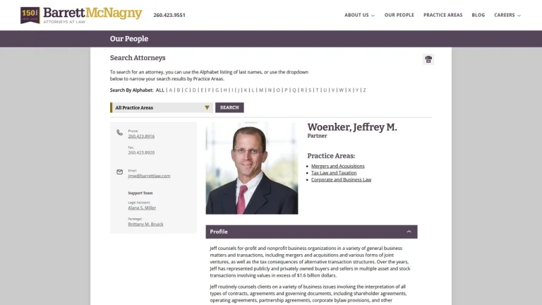 Barrett McNagny LLP: Jeffrey M. Woenker - Fort Wayne, IN - Attorney in Fort Wayne