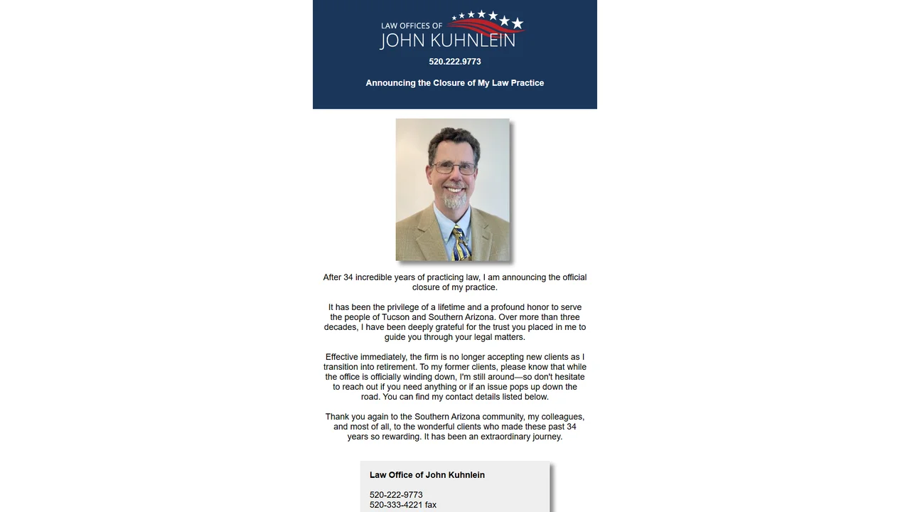 Law Offices of John Kuhnlein - Tucson, AZ office in Tucson, Arizona