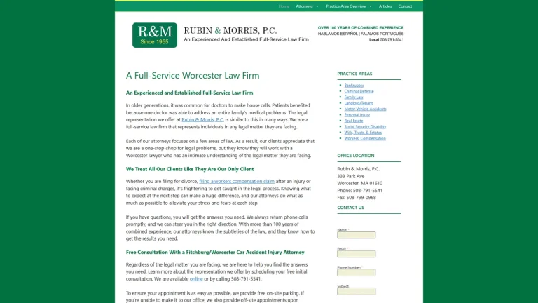 Rubin, Rubin & Wilcox, P.C. - Worcester, MA - Attorney in Worcester