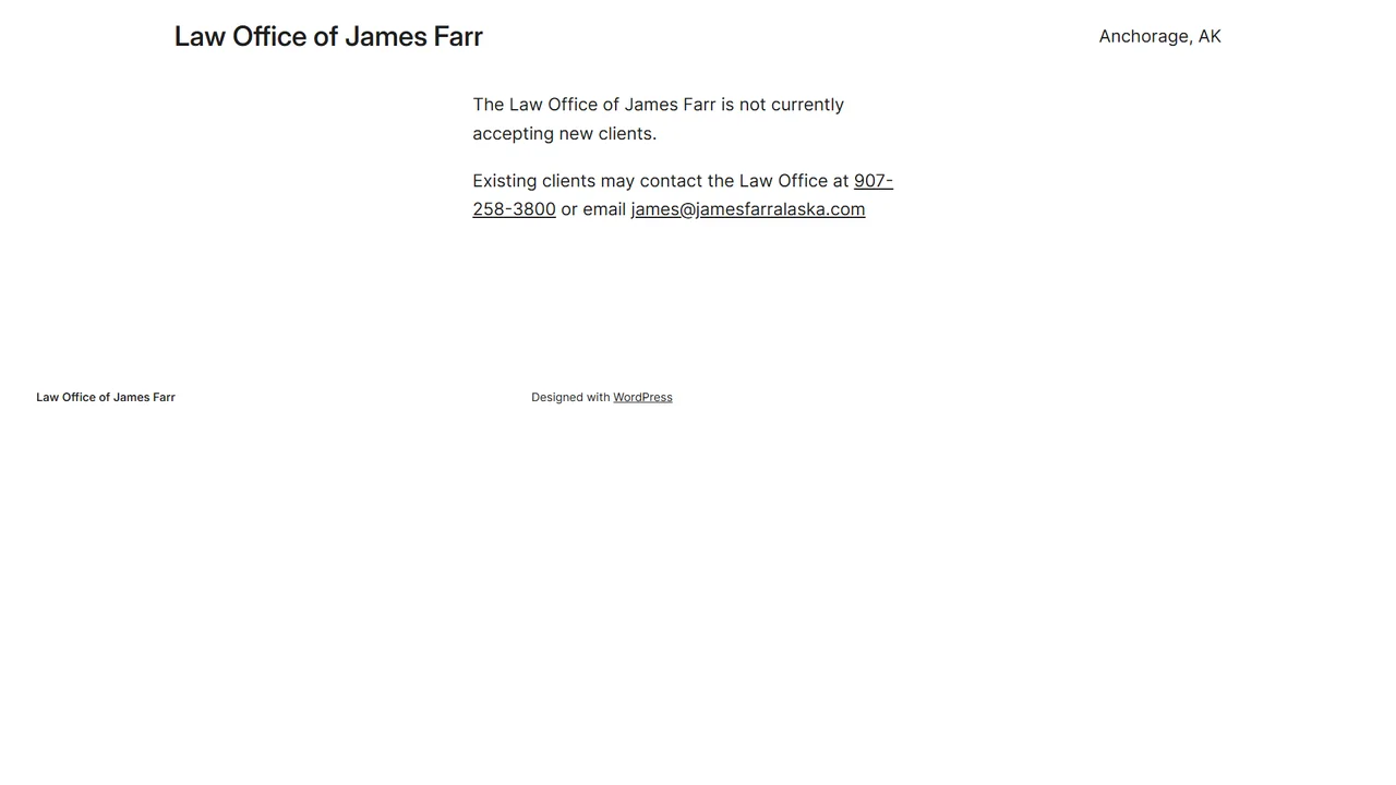 James A. Farr, Attorney at Law - Anchorage, AK office in Anchorage, Alaska