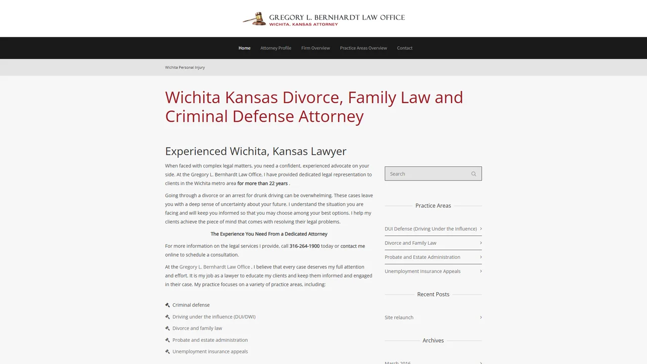 Law Office of Gregory L. Bernhardt - Wichita, KS office in Wichita, Kansas