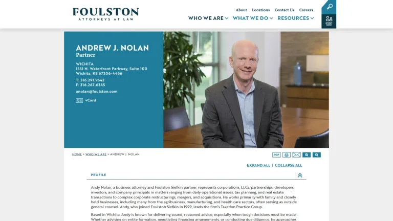 Andrew J. Nolan - Foulston Siefkin LLP - Wichita, KS - Attorney in Wichita