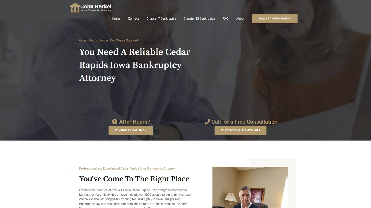 Iowa Bankruptcy Attorney John M Heckel - Cedar Rapids, IA office in Cedar Rapids, Iowa