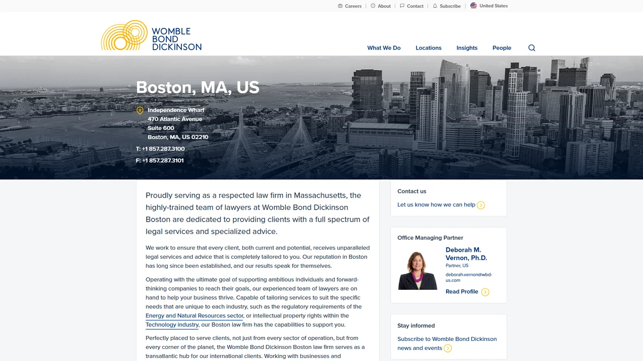 Womble Bond Dickinson (US) LLP - Boston, MA office in Boston, Massachusetts