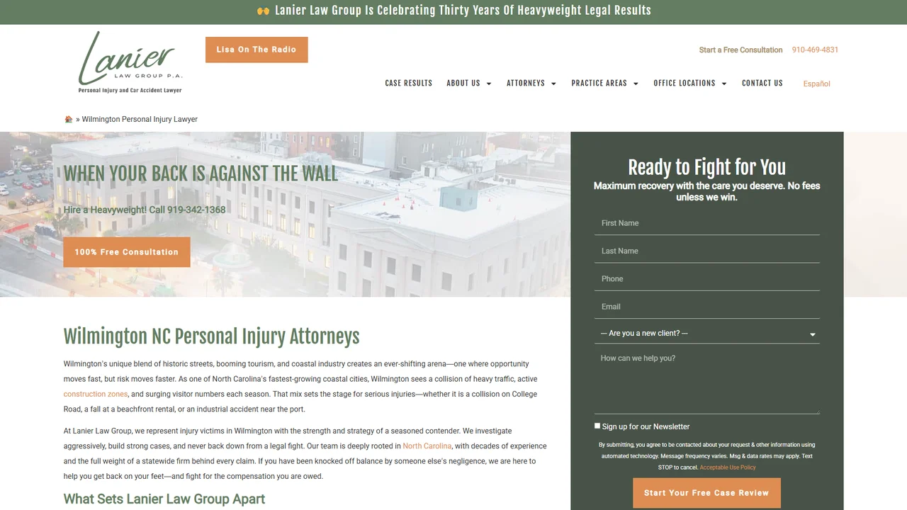 Lanier Law Group, P.A. - Wilmington, NC office in Wilmington, NC, North Carolina