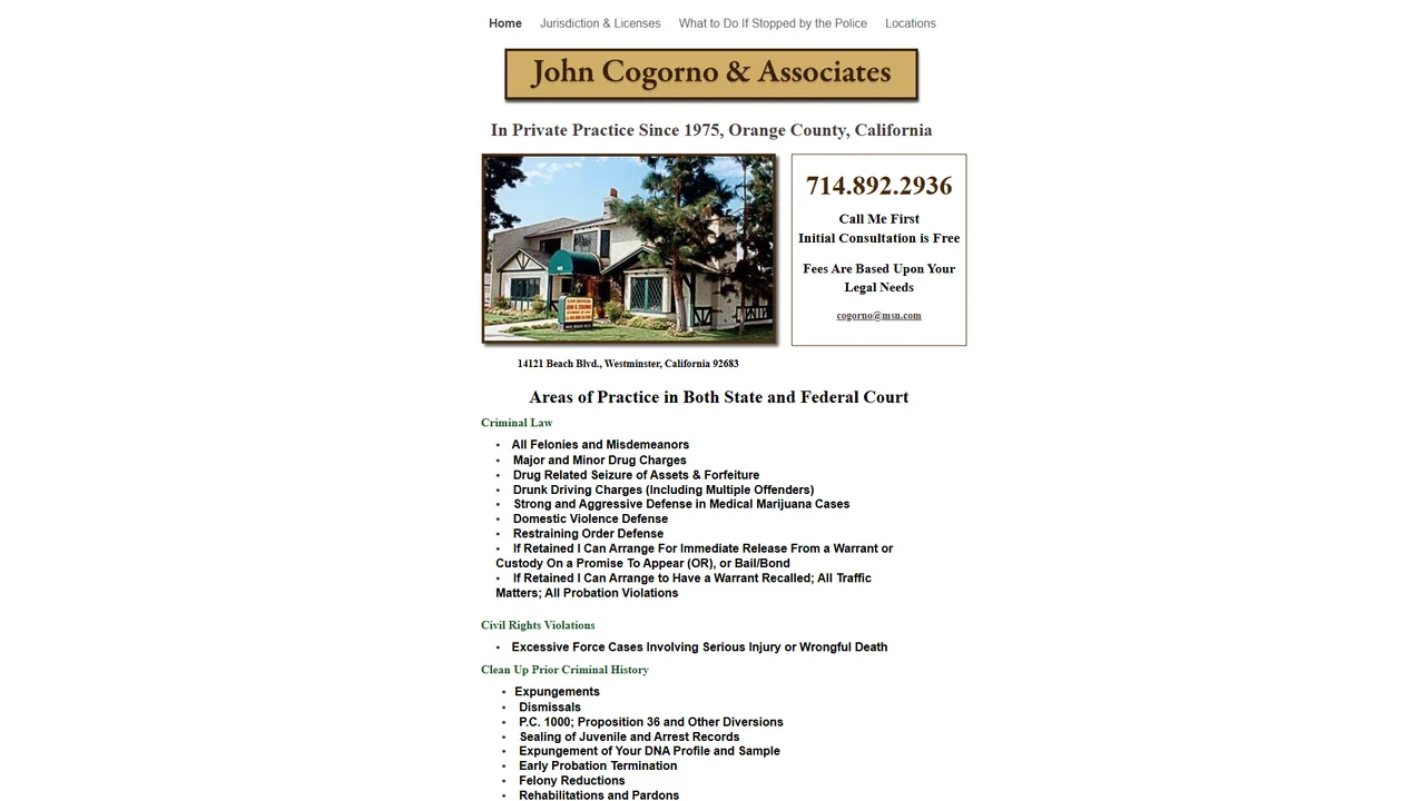 John R Cogorno Law Offices - Westminster, CA office in Westminster, California