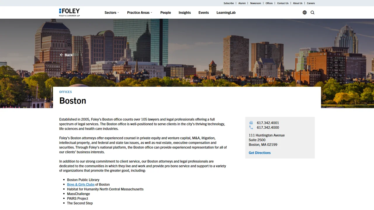 Foley & Lardner LLP - Boston, MA office in Boston, Massachusetts