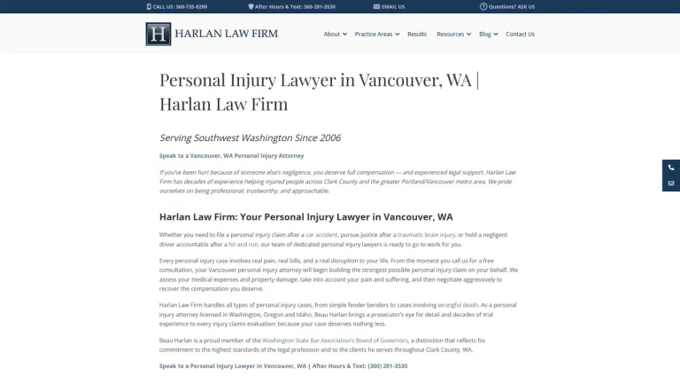 Harlan Personal Injury Law Firm - Vancouver, WA - Attorney in Vancouver