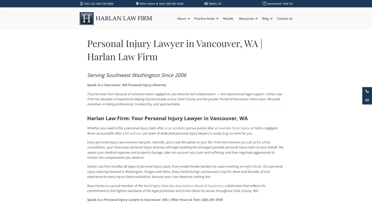 Harlan Personal Injury Law Firm - Vancouver, WA office in Vancouver, Washington