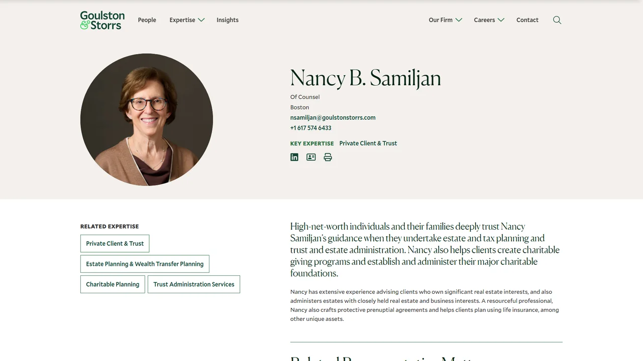 Nancy Samiljan, J.D. - Boston, MA office in Boston, Massachusetts