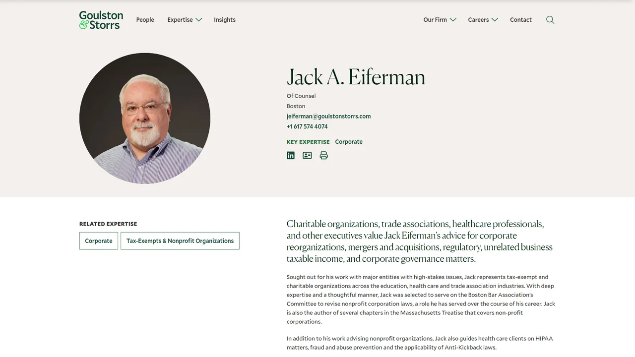 Jack Eiferman, J.D. office in Boston, Massachusetts