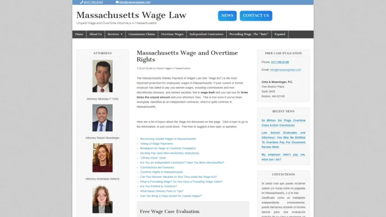 Massachusetts Wage Law - Boston, MA - Attorney in Boston