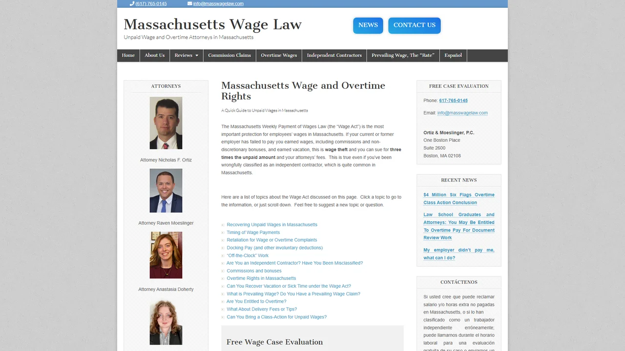 Massachusetts Wage Law - Boston, MA office in Boston, Massachusetts