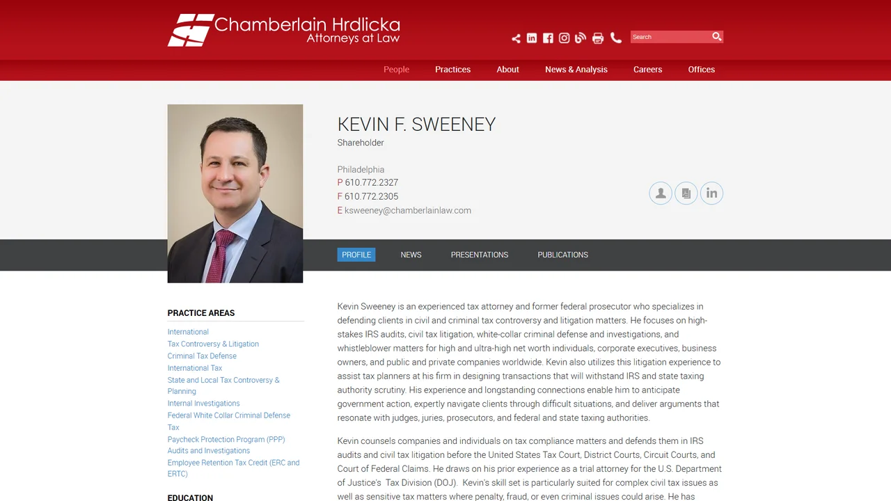 Kevin F. Sweeney - Chamberlain Hrdlicka - Philadelphia, PA office in Philadelphia, Pennsylvania
