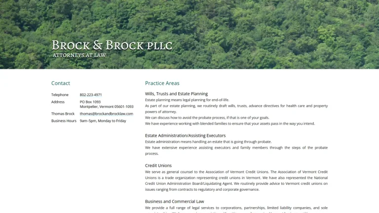 Brock & Brock PLLC, Attorneys at Law - Montpelier, VT - Attorney in Montpelier