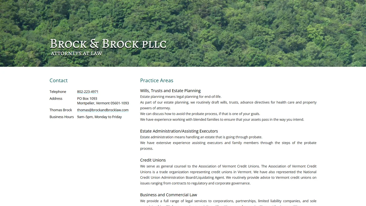 Brock & Brock PLLC, Attorneys at Law - Montpelier, VT office in Montpelier, Vermont