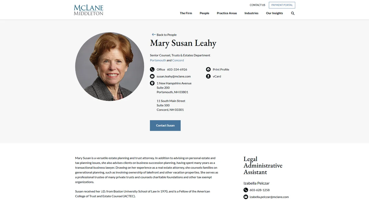 Mary Susan Leahy - Concord, NH office in Concord, New Hampshire