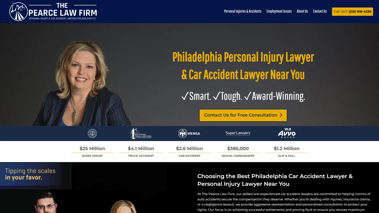 The Pearce Law Firm, Personal Injury and Car Accident Lawyers Philadelphia office in Philadelphia, Pennsylvania