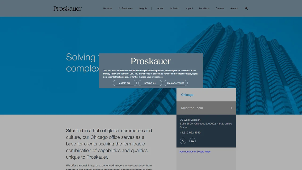 Proskauer Rose LLP - Chicago, IL office in Chicago, Illinois