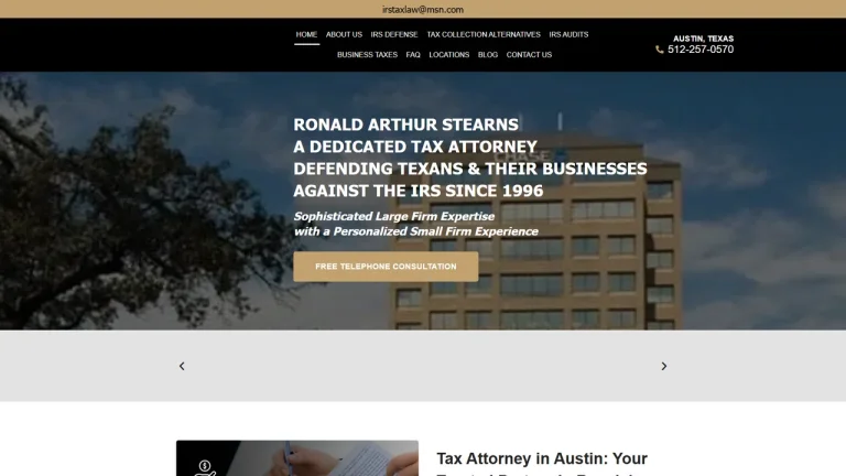 Ronald Arthur Stearns - Texas Tax Attorney - Austin, TX - Attorney in Austin