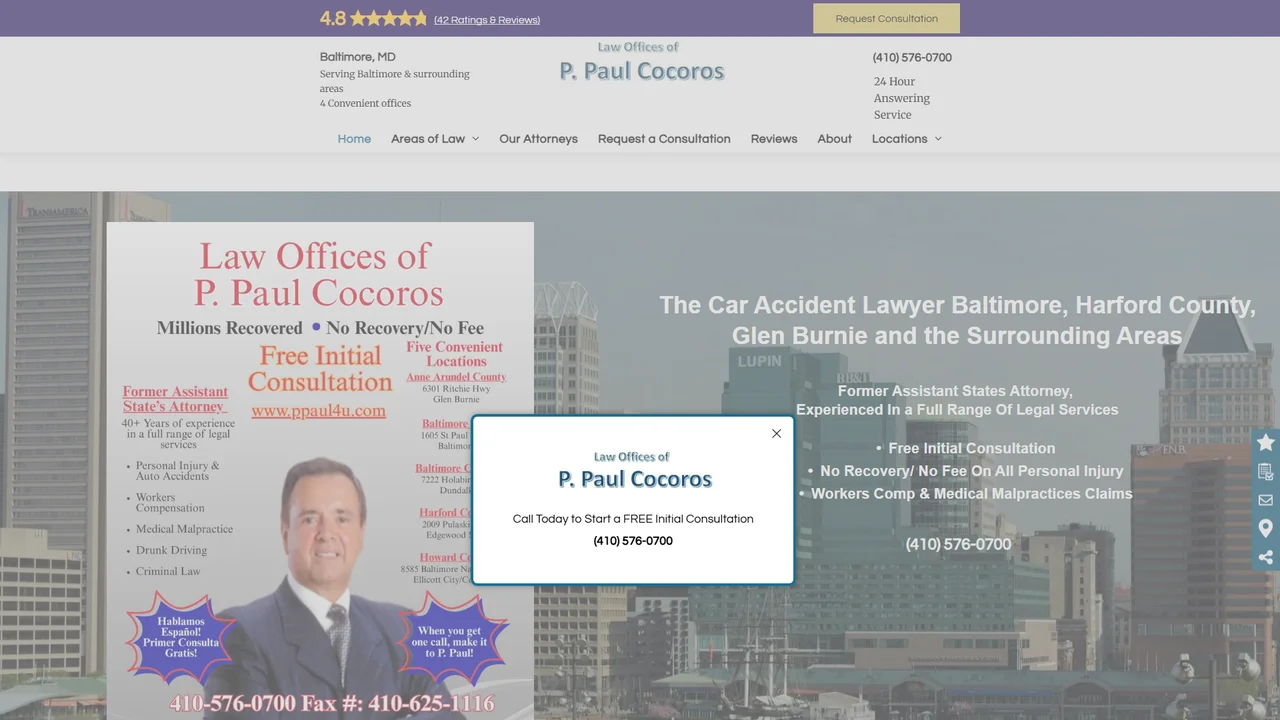 Law Offices of P. Paul Cocoros - Baltimore, MD office in Baltimore, Maryland