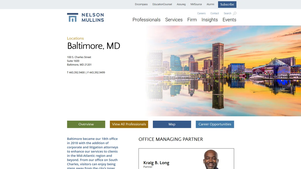 Nelson Mullins Riley & Scarborough LLP - Baltimore, MD office in Baltimore, Maryland