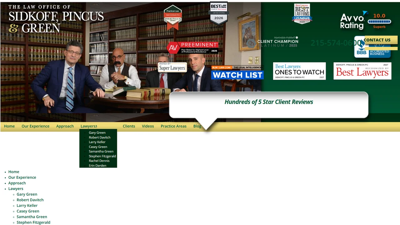 Gary Green, Attorney and Chairman of Sidkoff, Pincus & Green P.C. - Philadelphia, PA office in Philadelphia, Pennsylvania