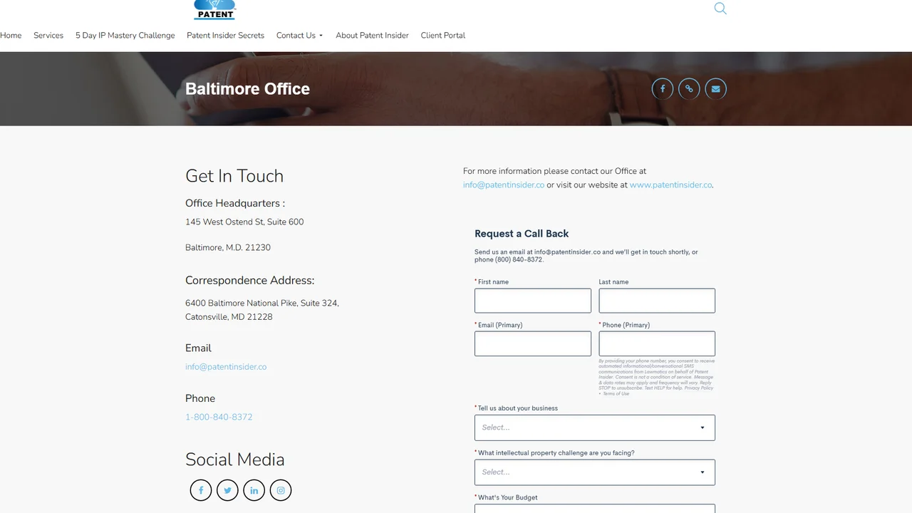 Patent Insider - Baltimore, MD office in Baltimore, Maryland