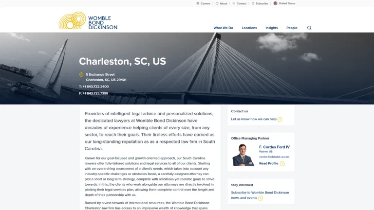 Womble Bond Dickinson (US) LLP - Charleston, SC - Attorney in Charleston, SC