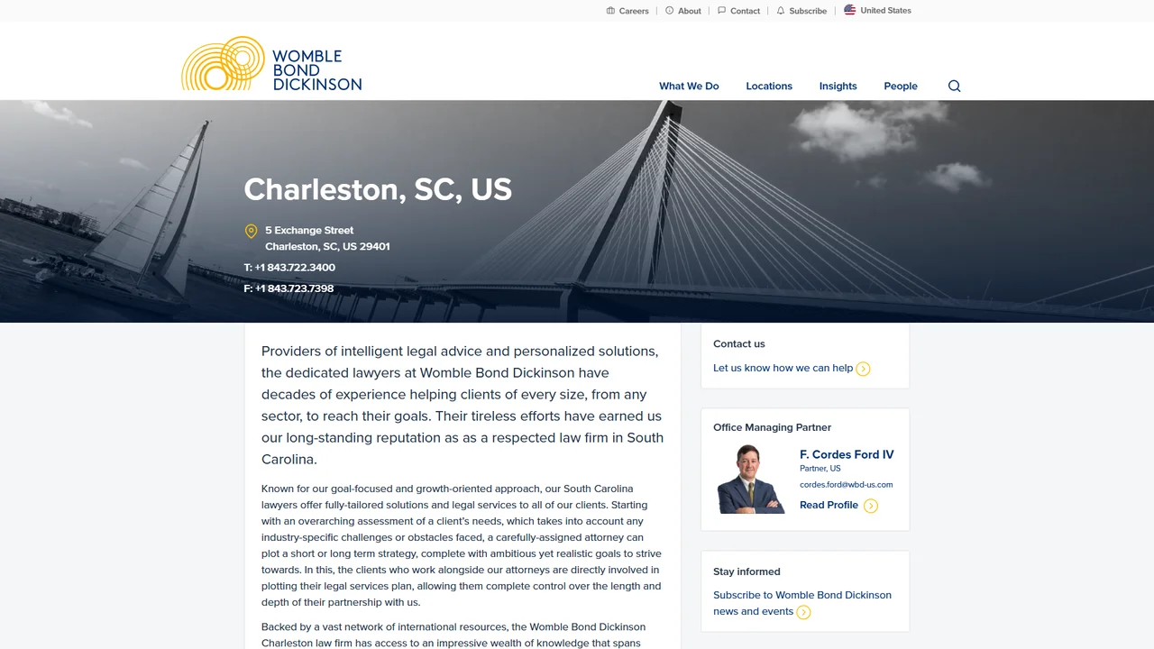 Womble Bond Dickinson (US) LLP - Charleston, SC office in Charleston, SC, South Carolina