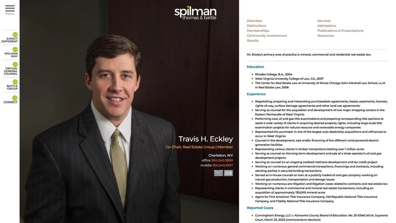 Travis H. Eckley - Spilman Thomas & Battle, PLLC - Charleston, WV office in Charleston, WV, West Virginia