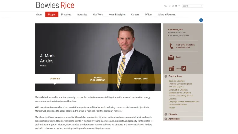 J. Mark Adkins - Bowles Rice LLP - Charleston, WV - Attorney in Charleston, WV