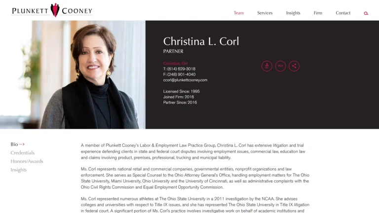 Christina L. Corl - Plunkett Cooney - Columbus, OH - Attorney in Columbus