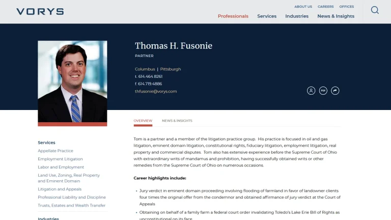 Thomas H. Fusonie - Vorys, Sater, Seymour and Pease LLP - Columbus, OH - Attorney in Columbus