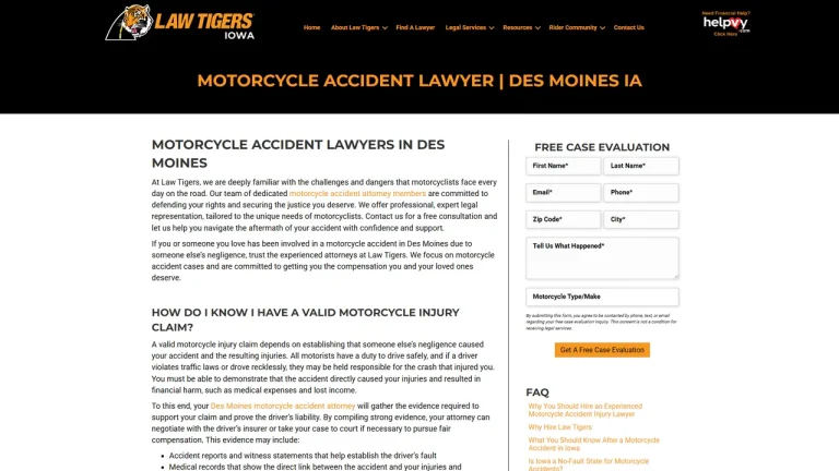 Law Tigers Iowa Motorcycle Accident Lawyers - Des Moines, IA - Attorney in Des Moines